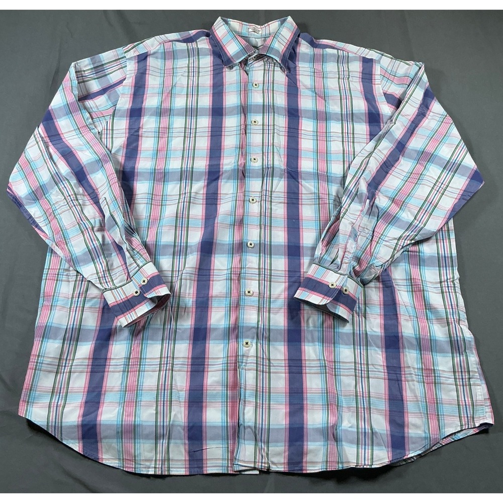 Peter Millar Mens XXL Plaid Button Down Shirt Long Sleeve Cotton Multi-Color